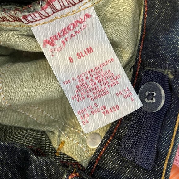 Arizona Jean Co Boys Jeans Sz 8 Slim Relaxed Fit Straight Leg Denim Dark Wash - Picture 13 of 14